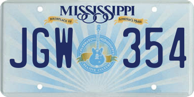 MS license plate JGW354