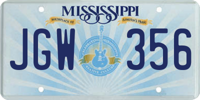 MS license plate JGW356
