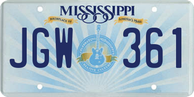 MS license plate JGW361