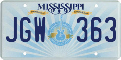 MS license plate JGW363