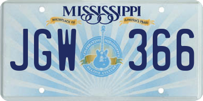 MS license plate JGW366