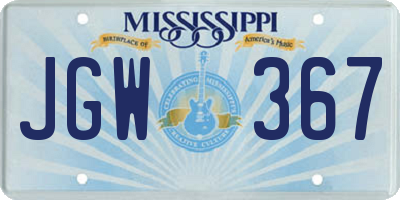 MS license plate JGW367
