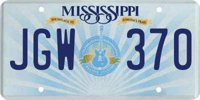 MS license plate JGW370