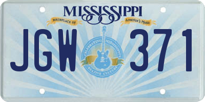 MS license plate JGW371