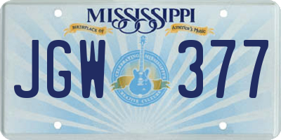 MS license plate JGW377