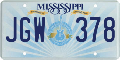 MS license plate JGW378