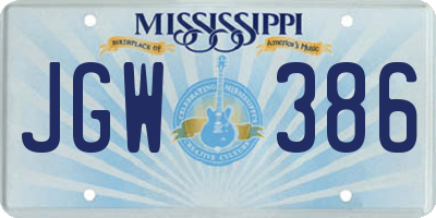 MS license plate JGW386