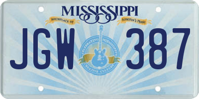 MS license plate JGW387