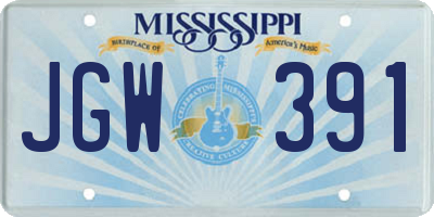 MS license plate JGW391