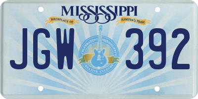 MS license plate JGW392