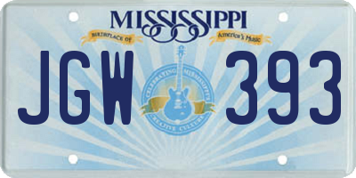 MS license plate JGW393