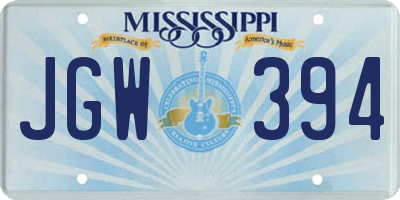 MS license plate JGW394