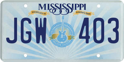 MS license plate JGW403