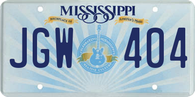 MS license plate JGW404