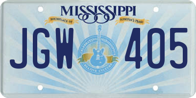 MS license plate JGW405