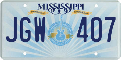 MS license plate JGW407