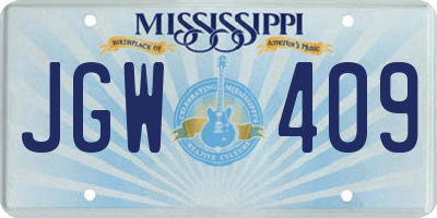 MS license plate JGW409