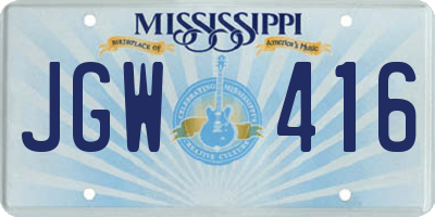 MS license plate JGW416