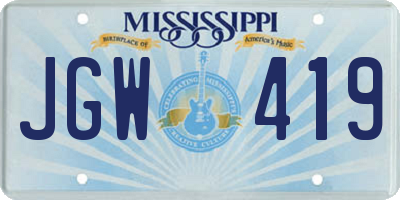 MS license plate JGW419