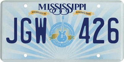 MS license plate JGW426