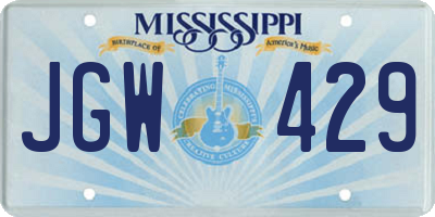 MS license plate JGW429