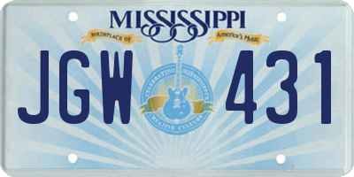 MS license plate JGW431