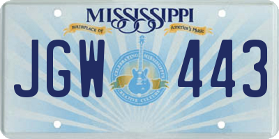 MS license plate JGW443