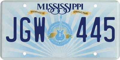 MS license plate JGW445