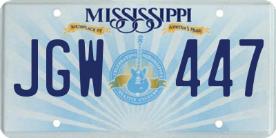 MS license plate JGW447