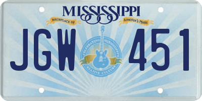 MS license plate JGW451