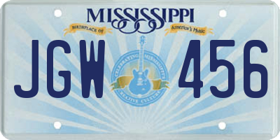 MS license plate JGW456