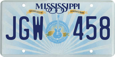 MS license plate JGW458