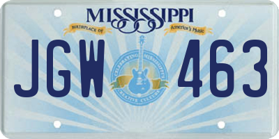 MS license plate JGW463