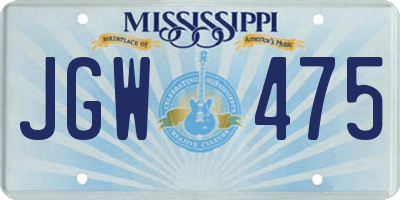 MS license plate JGW475