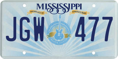 MS license plate JGW477