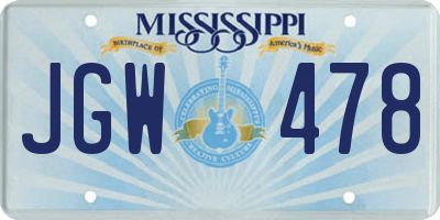 MS license plate JGW478