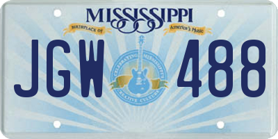 MS license plate JGW488