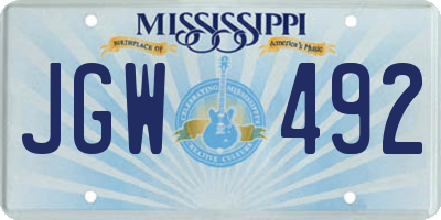 MS license plate JGW492