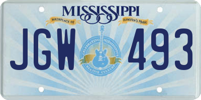 MS license plate JGW493