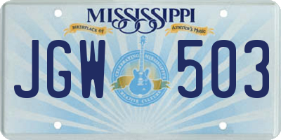 MS license plate JGW503