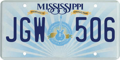 MS license plate JGW506