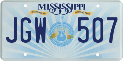 MS license plate JGW507