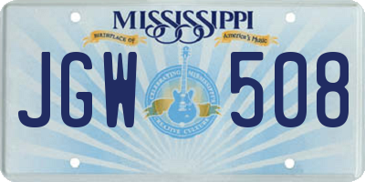 MS license plate JGW508