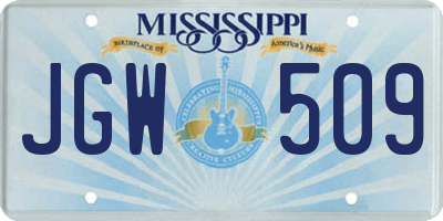 MS license plate JGW509