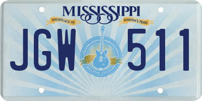 MS license plate JGW511