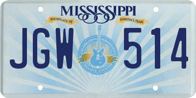MS license plate JGW514