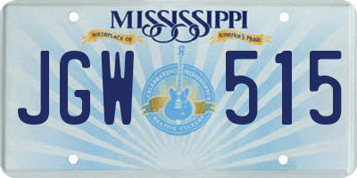 MS license plate JGW515