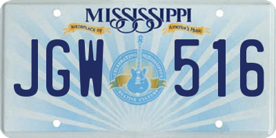 MS license plate JGW516