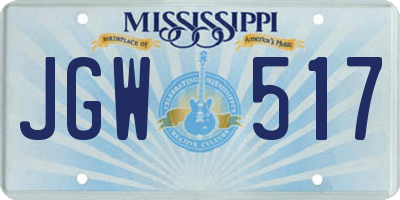 MS license plate JGW517