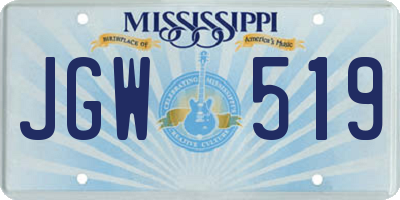 MS license plate JGW519